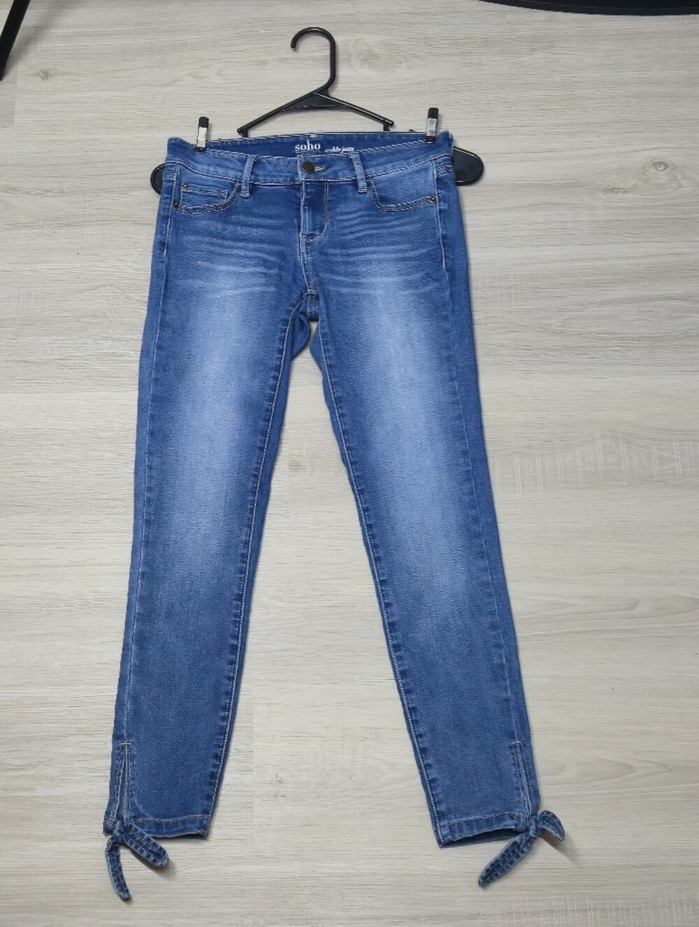 Soho Blue Women's Skinny Jeans with Ankle Ties